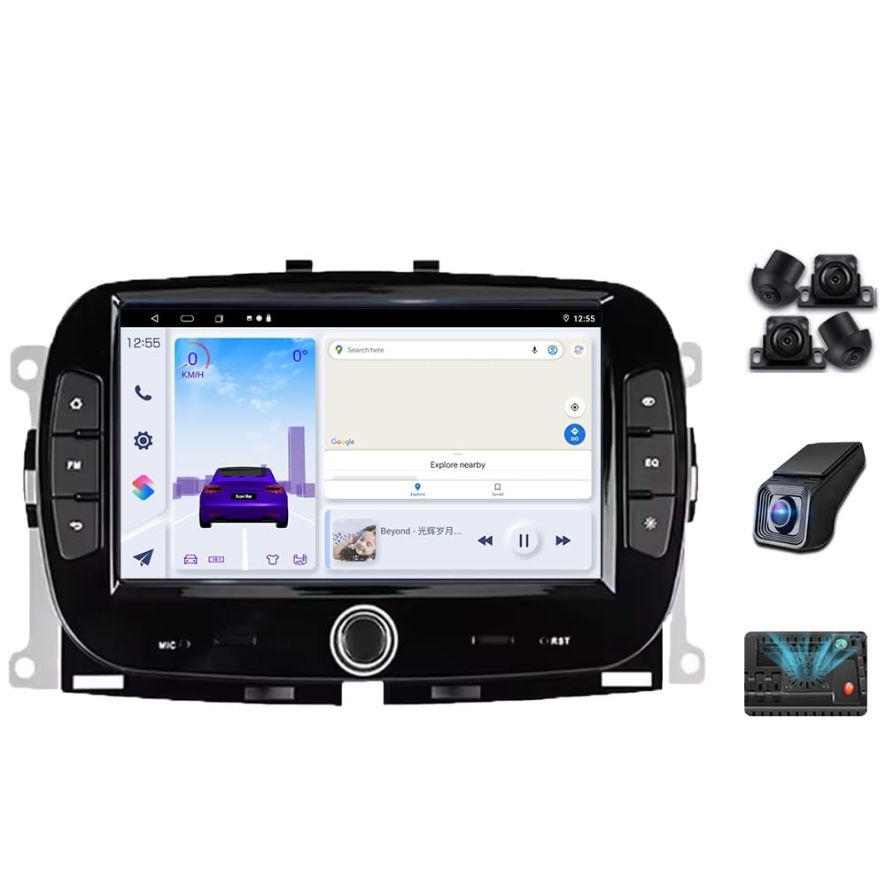 Android 15 Wireless CarPlay Multimedia Player for Fiat 500 2016–2019