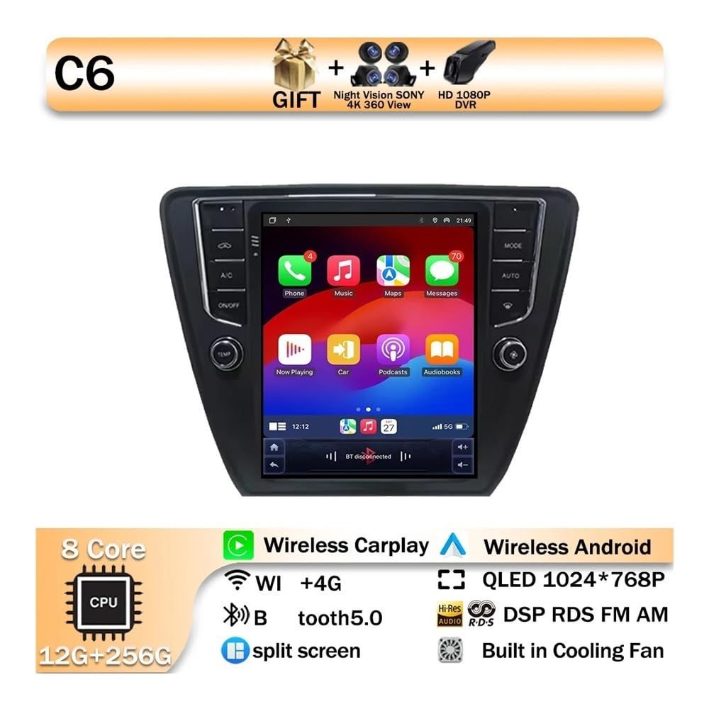 Android 14 CarPlay Stereo for Skoda Octavia A7 2013–2018