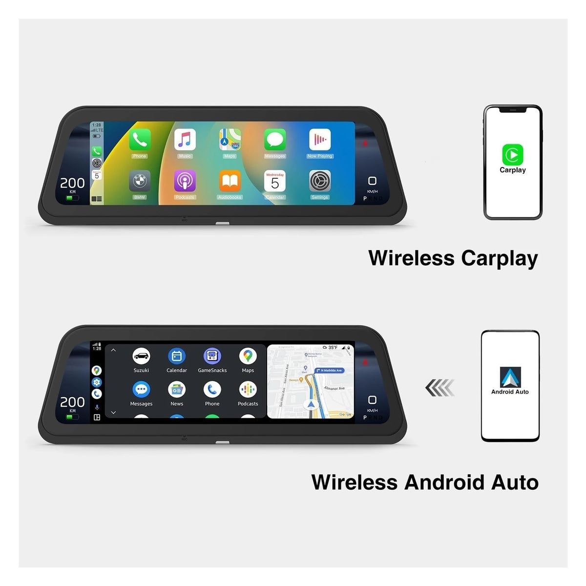 9.6" Head-Up Display with Android Auto for Tesla Model 3 & Model Y