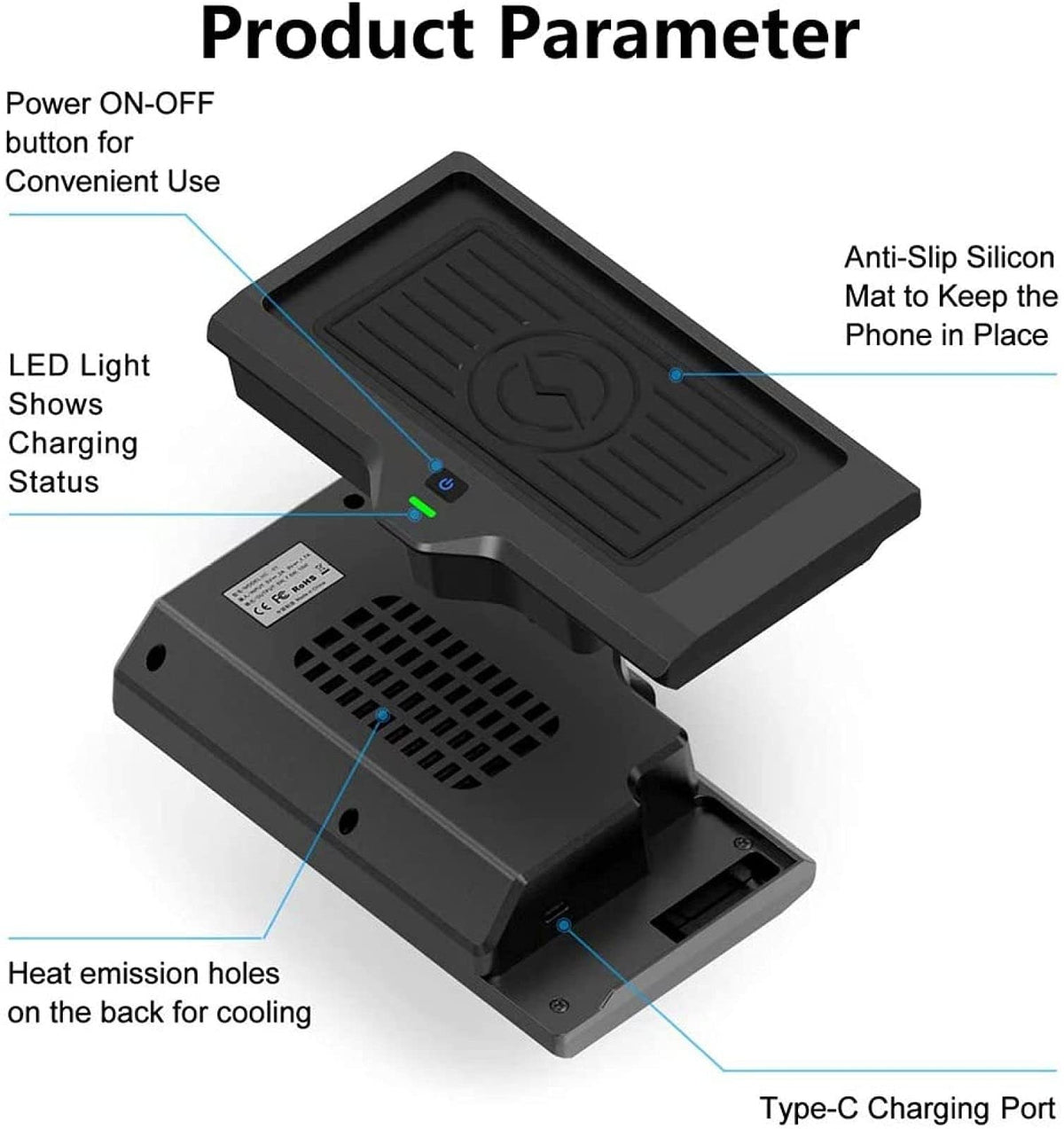 15W Wireless Car Charger for Volvo XC Series 2016–2021