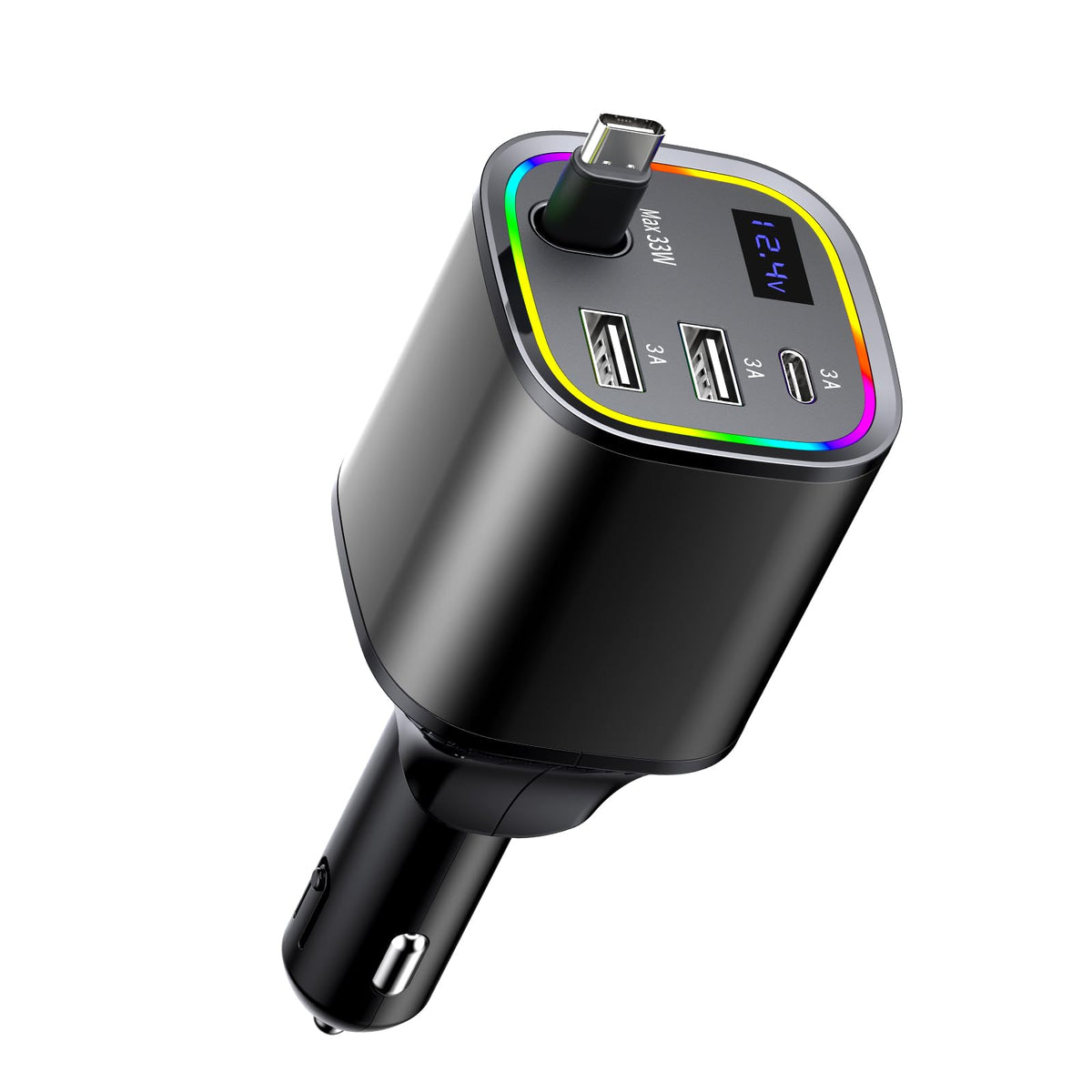 4-in-1 Fast Car Charger with USB-C, USB-A & Lightning Ports