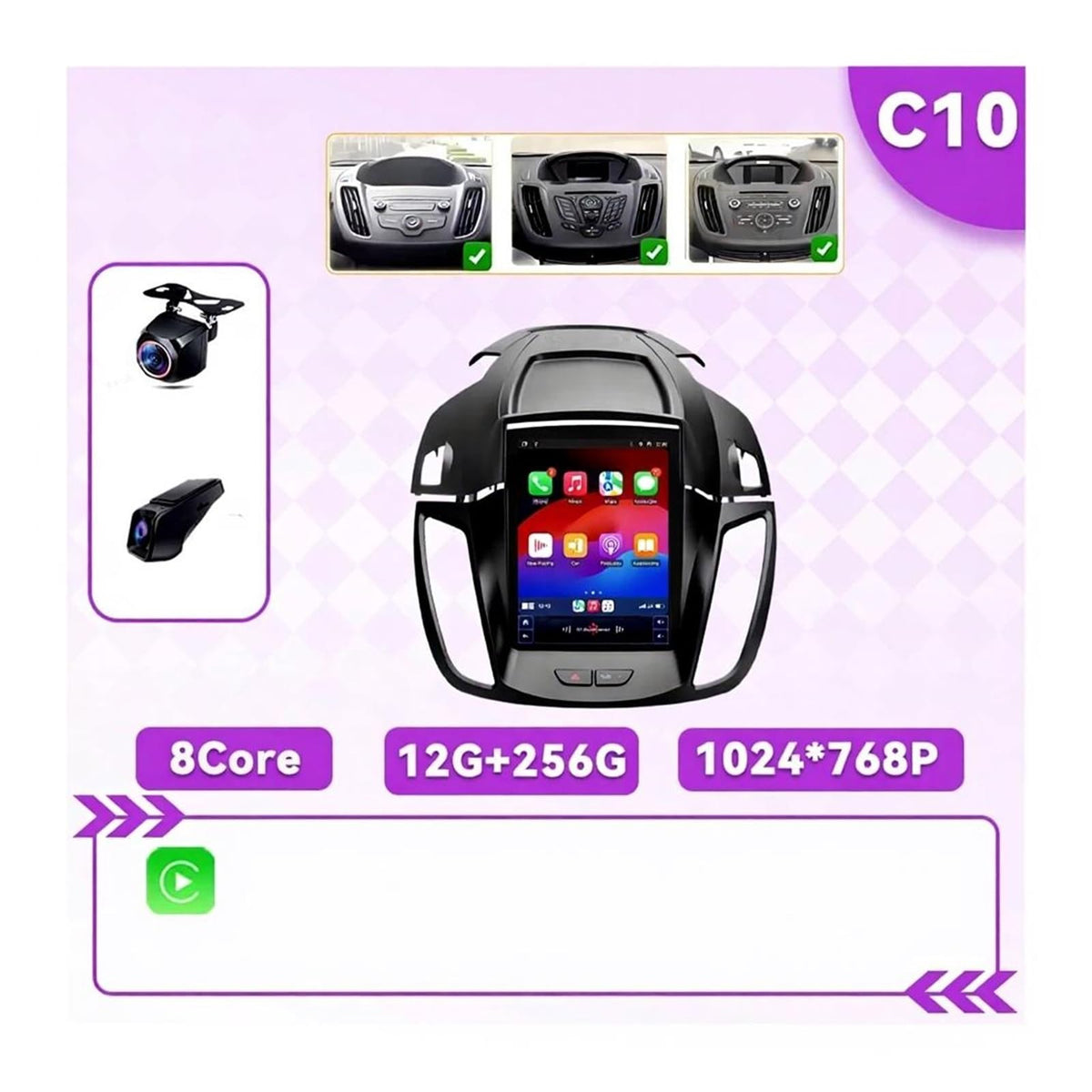 9.7" Android 15 CarPlay Stereo for Ford C-MAX & Kuga 2012–2019
