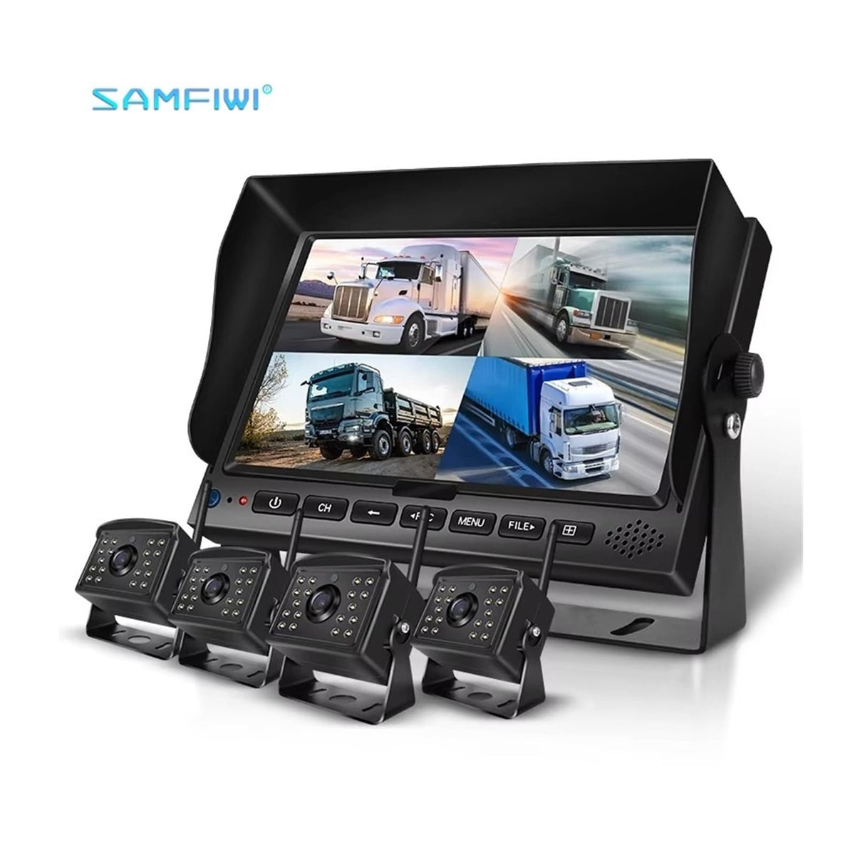 1080P Heavy Truck Digital Wireless Camera System with 4CH 7 Inch DVR Recorder Reverse Backup Vehicle Security Auto Camera