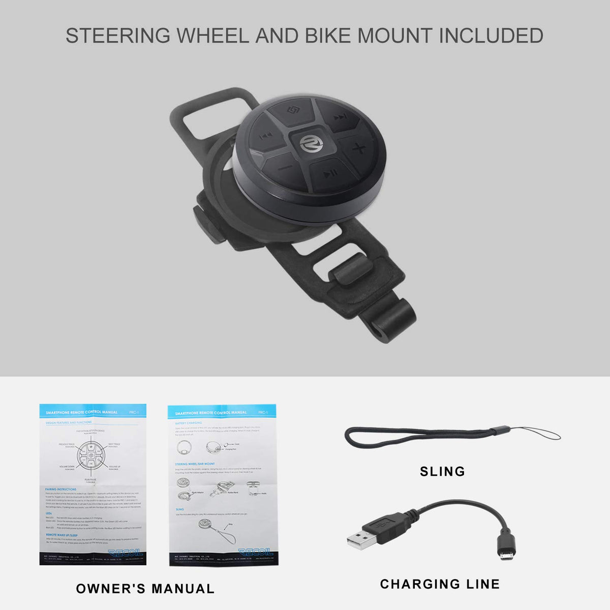 Recoil Bluetooth Media Button Steering Wheel Remote Control Car Bike Boat