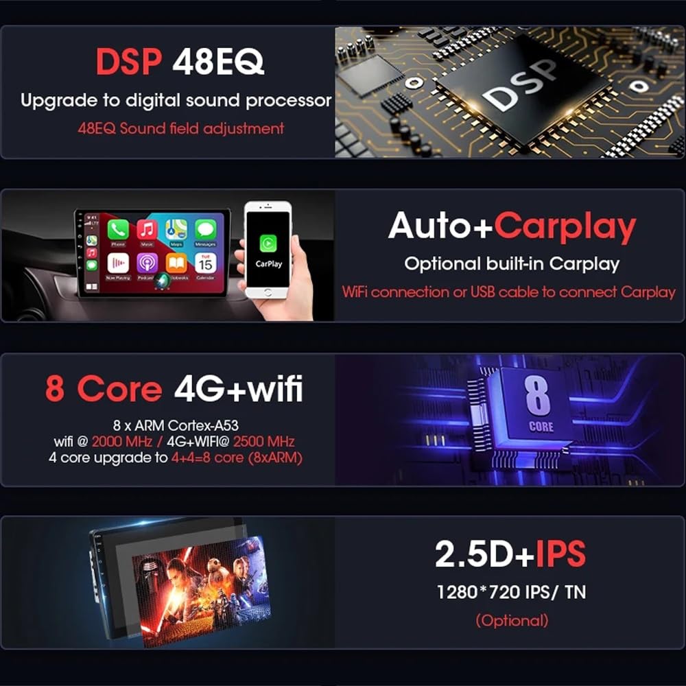 Android 15 Wireless CarPlay Multimedia Player for Fiat 500 2016–2019
