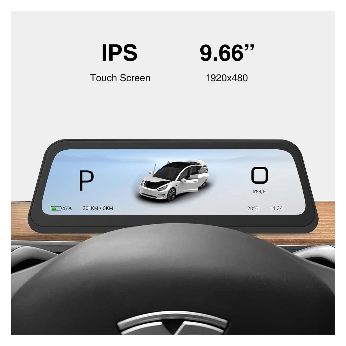 9.6" Head-Up Display with Android Auto for Tesla Model 3 & Model Y