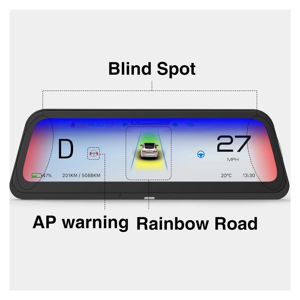 9.6" Head-Up Display with Android Auto for Tesla Model 3 & Model Y