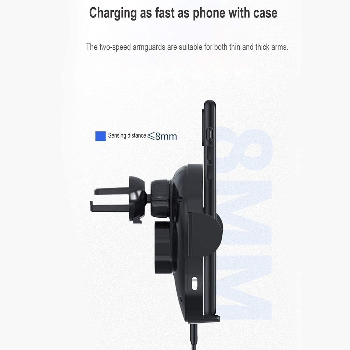 15W Wireless Car Charger Phone Holder with USB-C Port