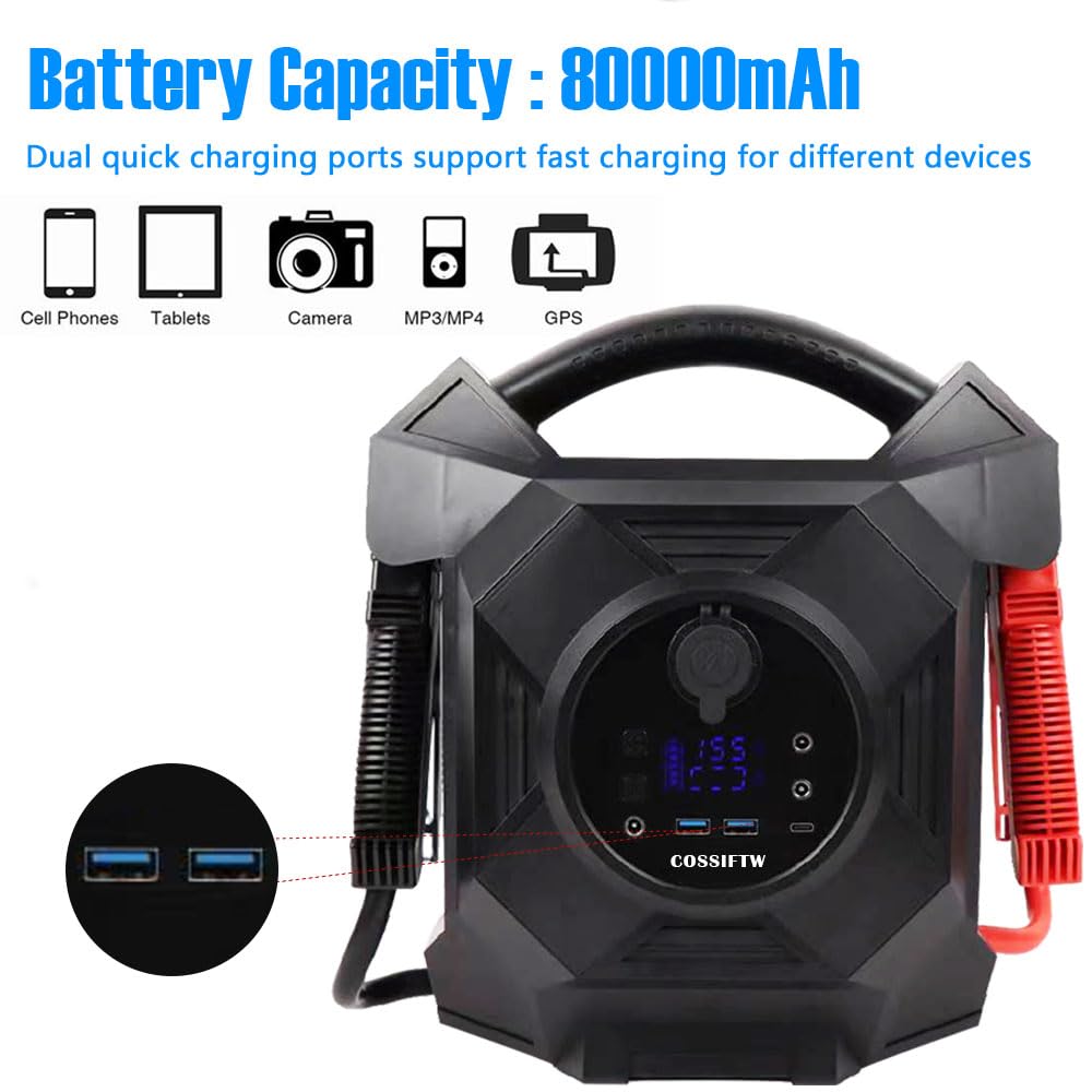 12/24V Heavy Duty Jump Starter with USB & DC Ports