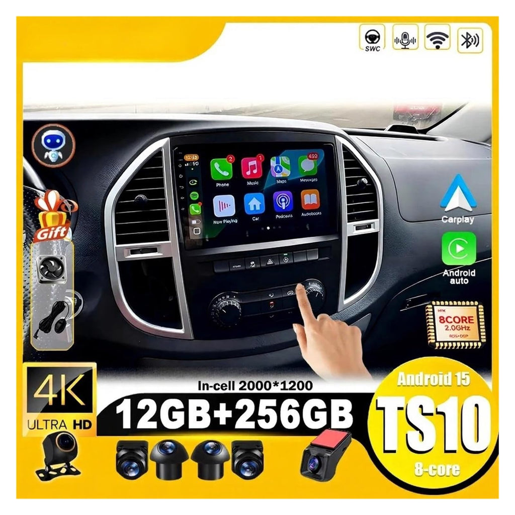 Android 15 CarPlay Stereo for Mercedes-Benz Vito W447 2014–2020
