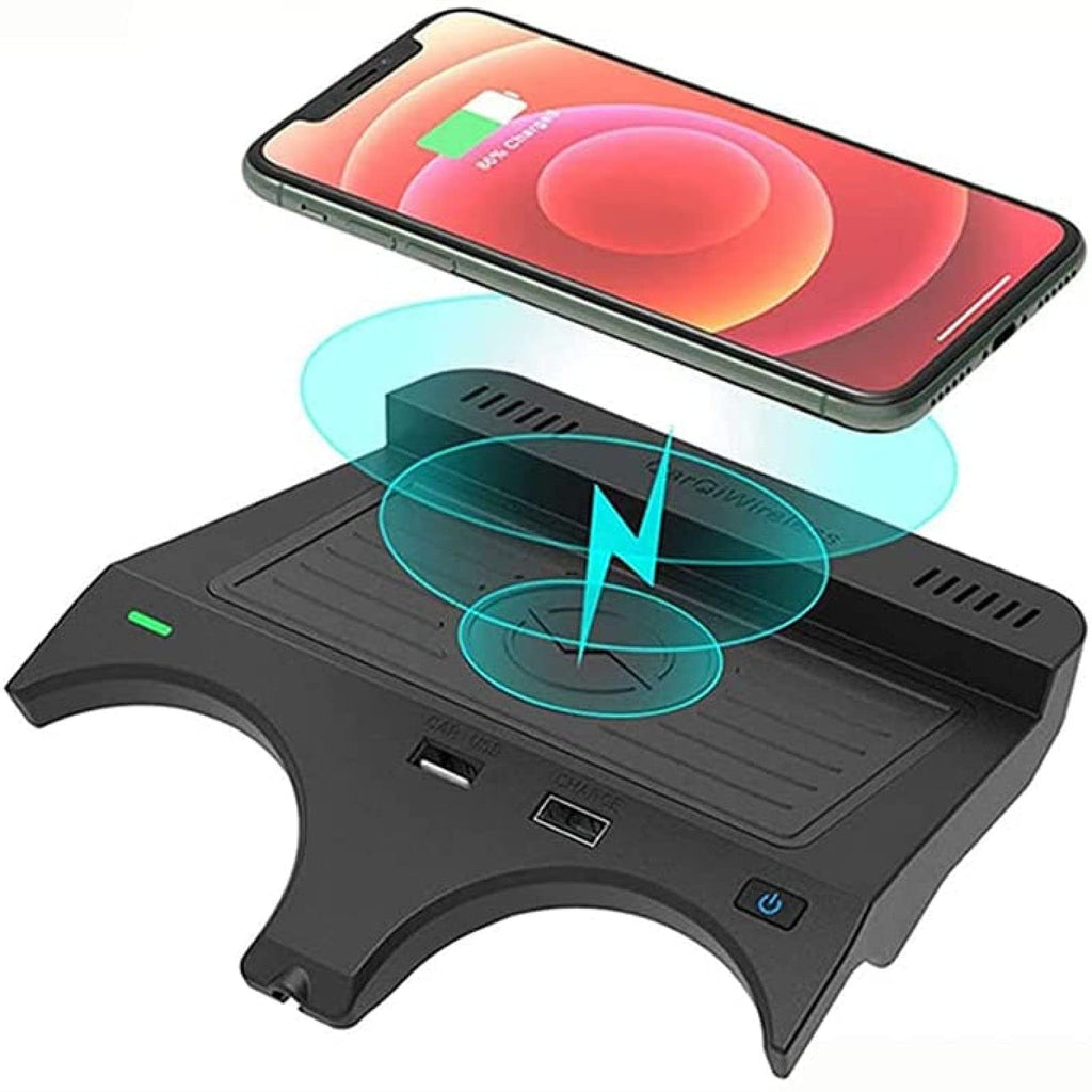 15W Wireless Car Charger with Dual USB Ports for BMW 5/6 Series 2017–2021