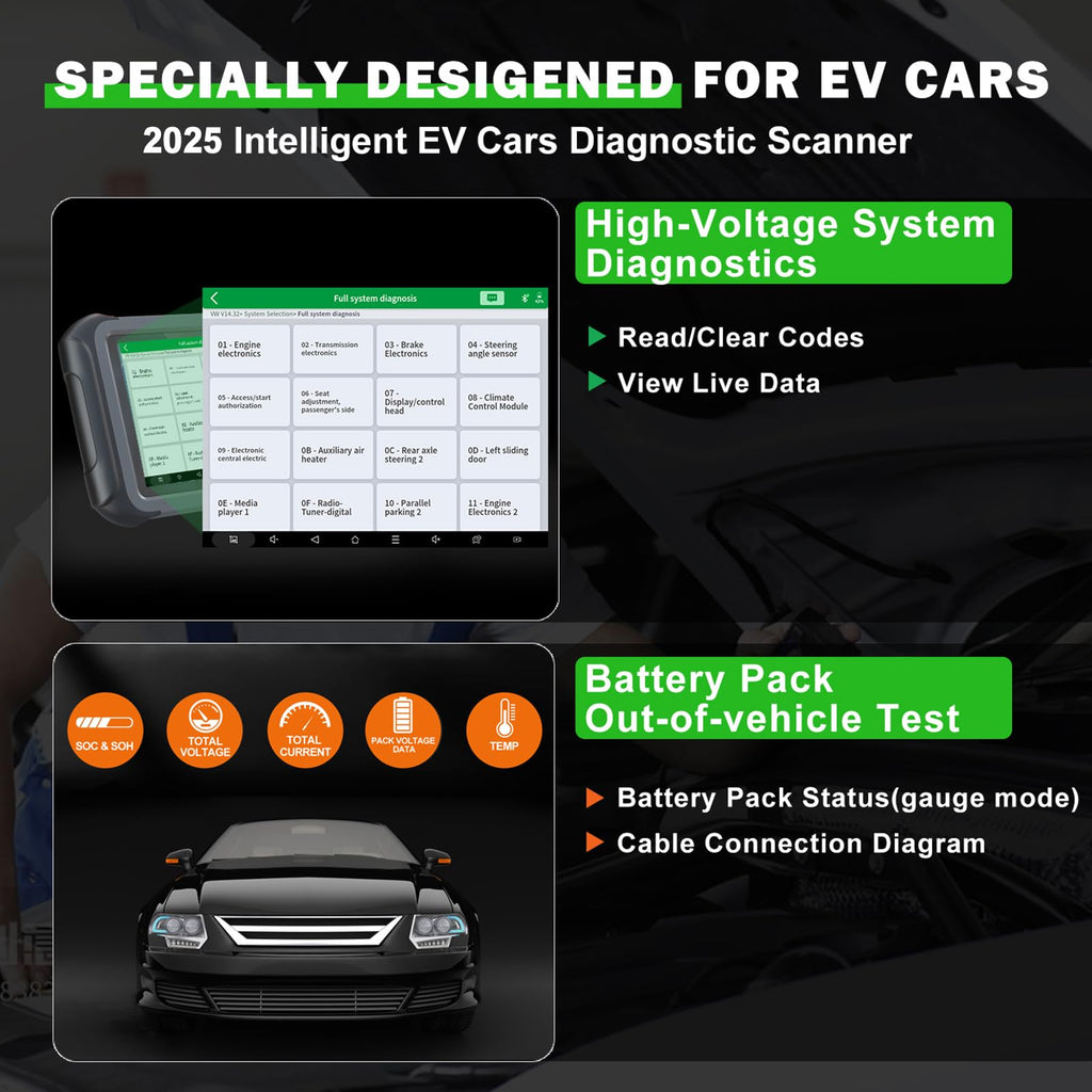 EV Diagnostic Scan Tool with Battery Analysis & 46+ Resets