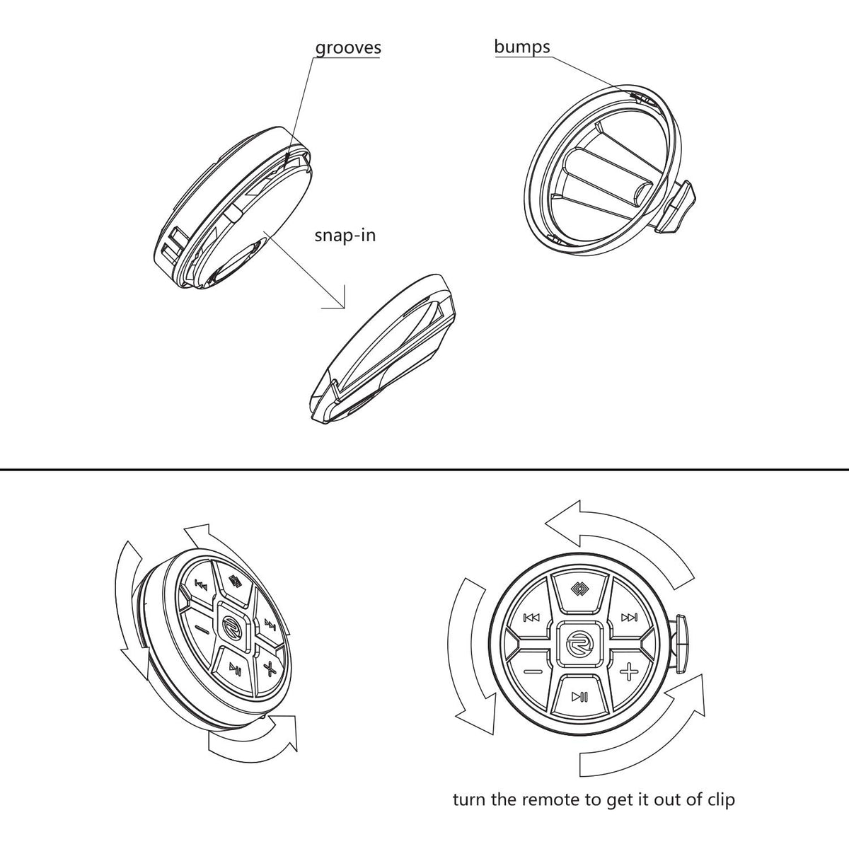 Recoil Bluetooth Media Button Steering Wheel Remote Control Car Bike Boat