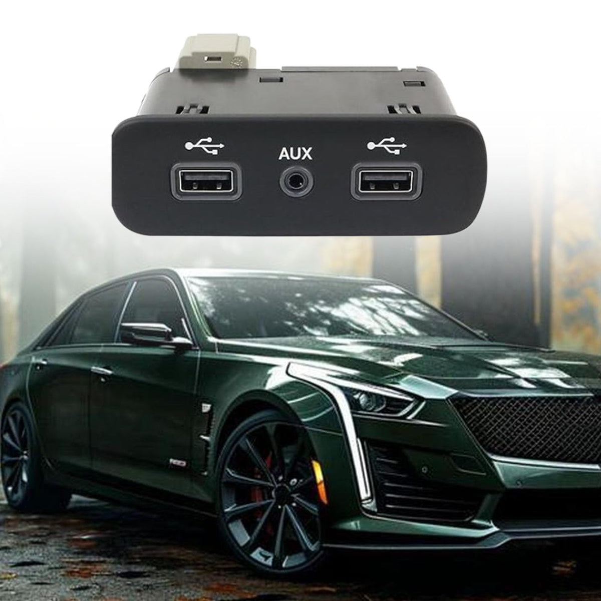 Car USB Hub with 4 Fast Charging Ports & Media Interface