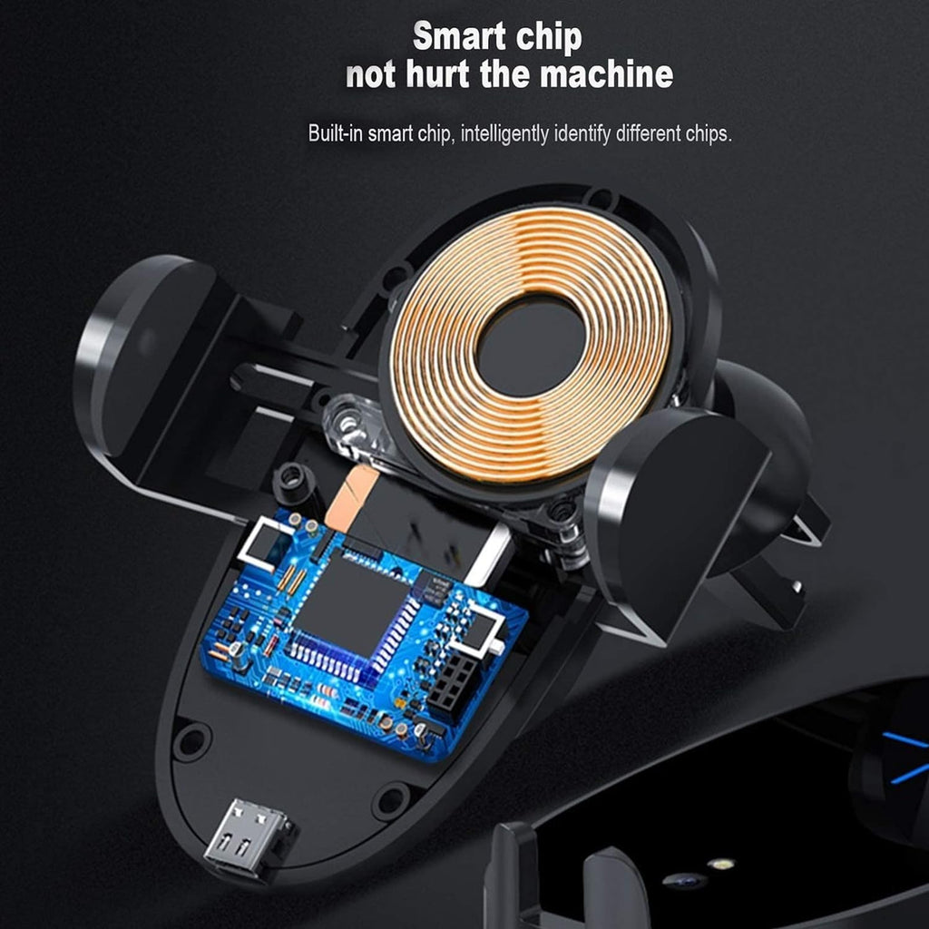 15W Wireless Car Charger Phone Holder with USB-C Port