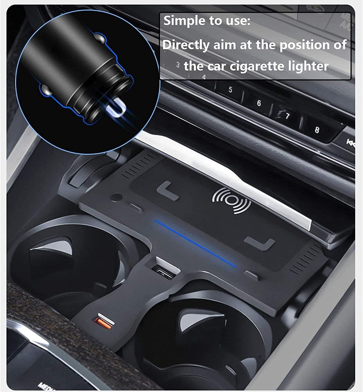 15W Wireless Car Charger with USB Port for BMW X5/X6 2019–2021