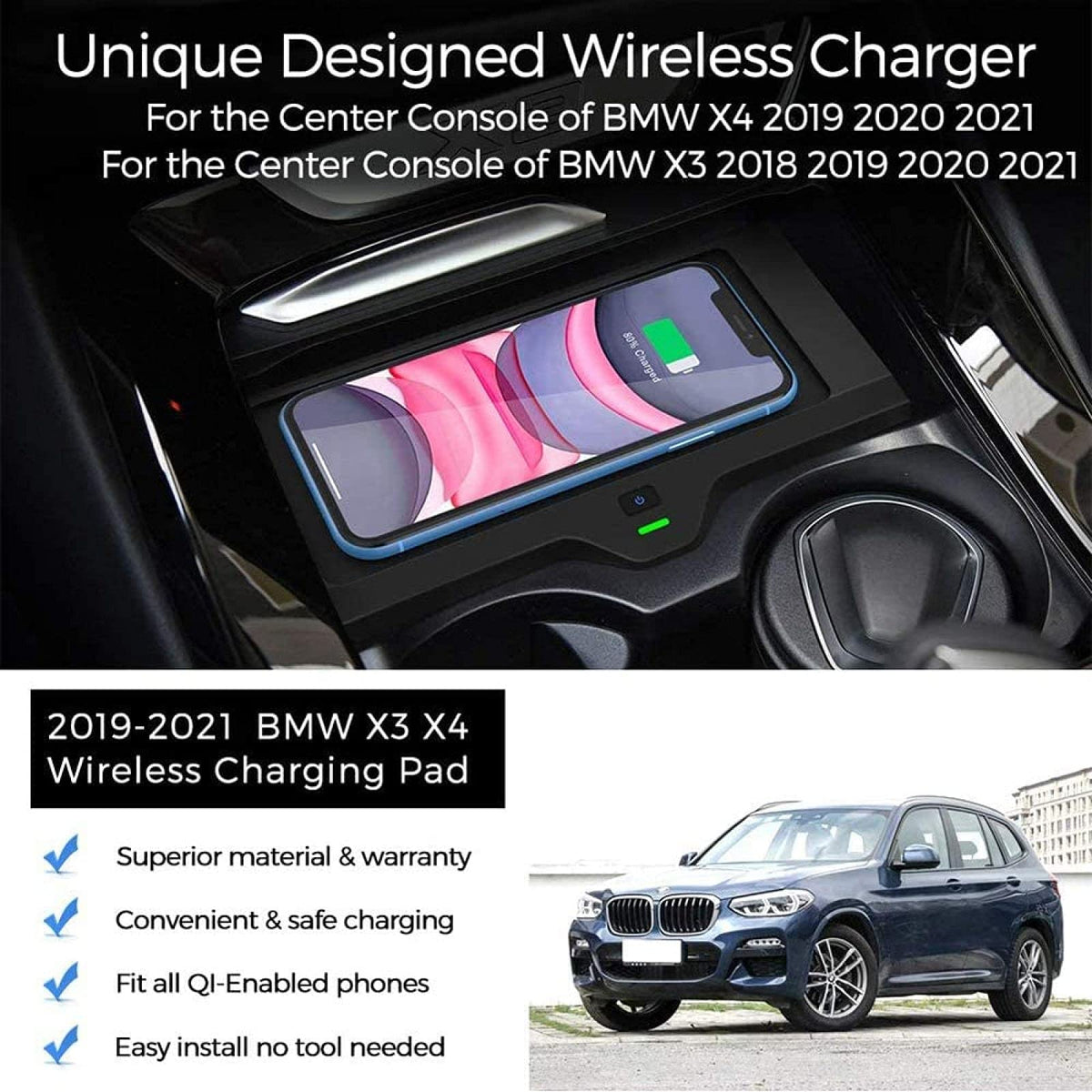 15W Wireless Car Charger for Volvo XC Series 2016–2021