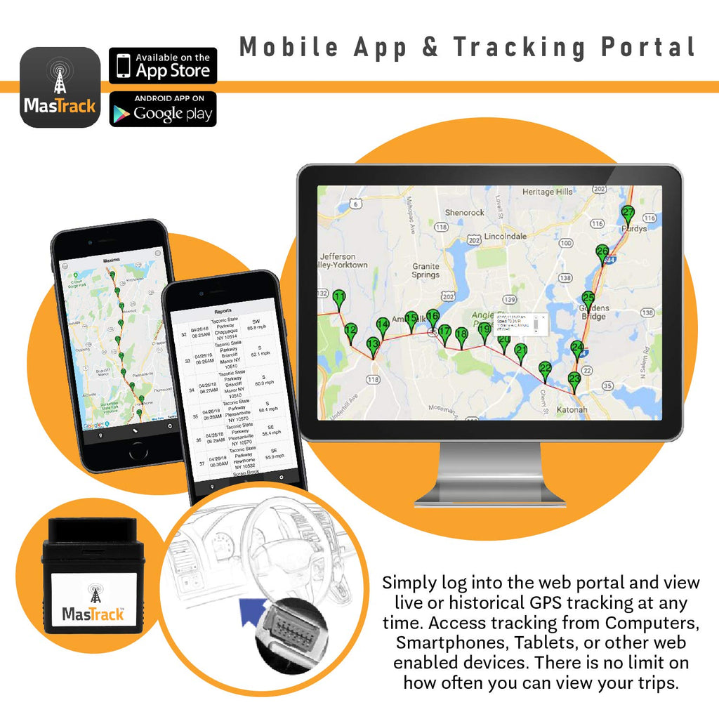 MasTrack MT-OBD Live GPS Vehicle Tracker with Engine Diagnostics