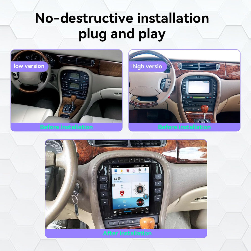 9.7" Screen Android 13.0 Car Stereo Radio for Jaguar XJ XJL 2004-2009 Tesla Style Radio Player Car GPS Navigation, WiFi, Bluetooth, Carplay Unit (High Version, 8-256GB)