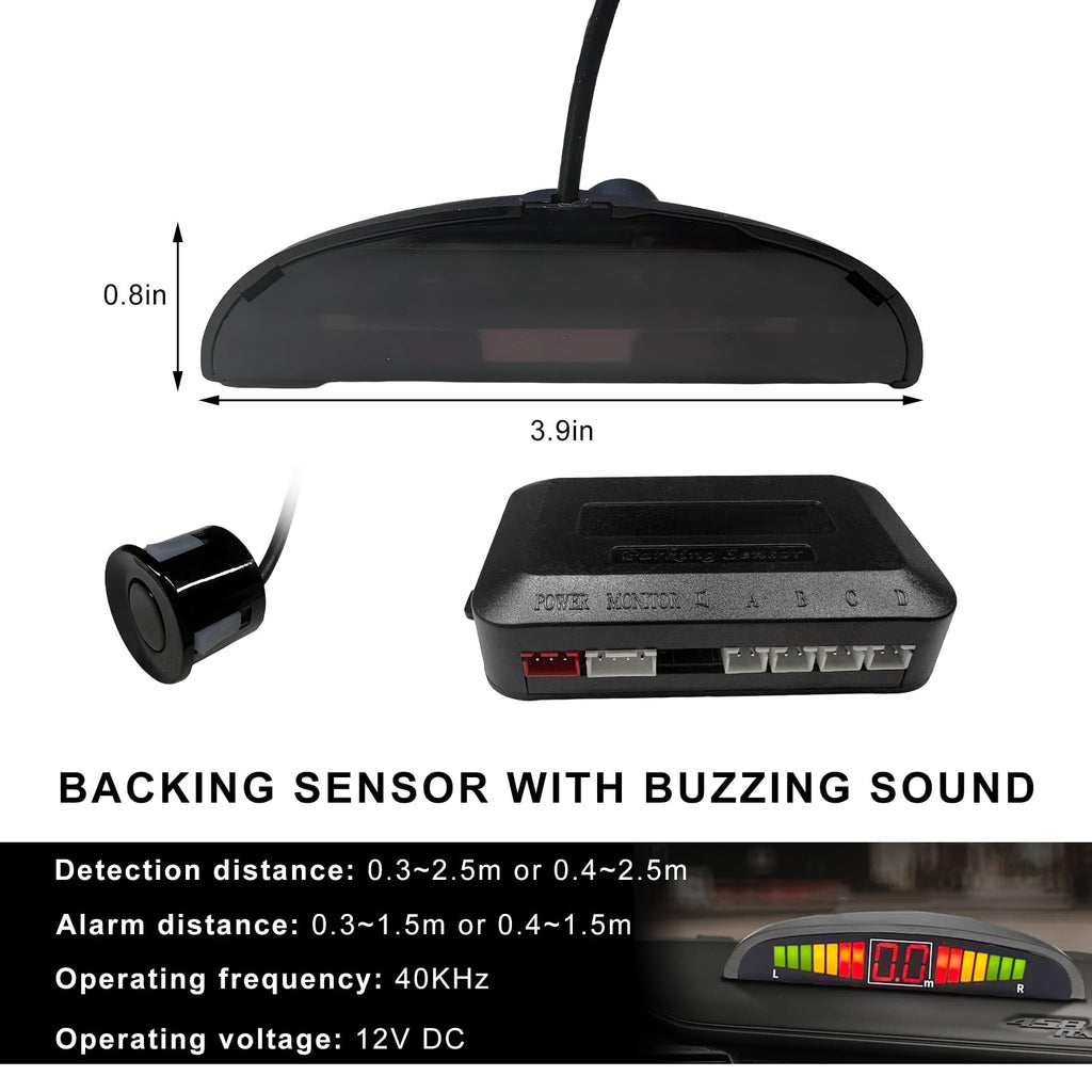 4-Sensor Reverse Parking Radar with LED Display & Buzzer
