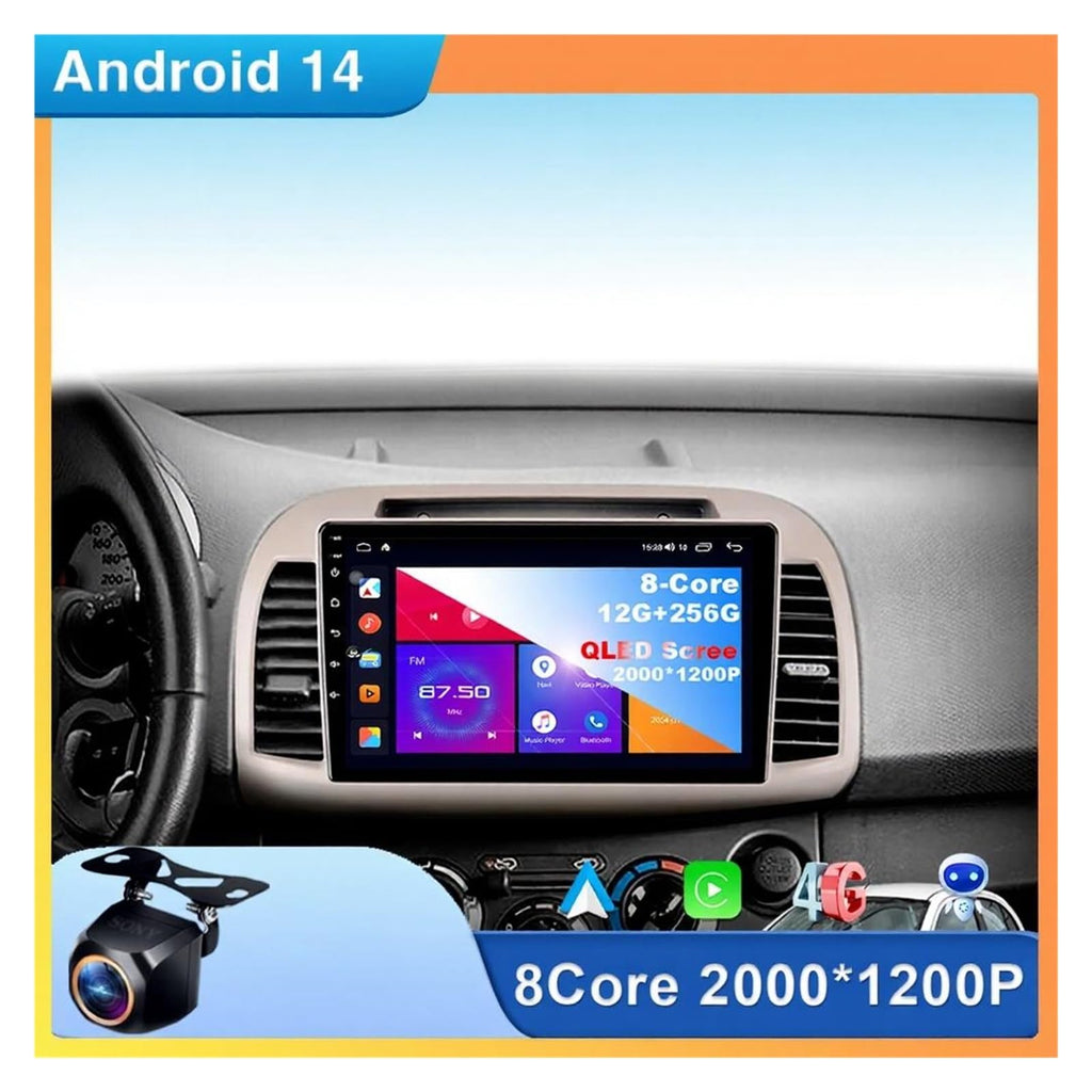 Android 14 CarPlay Stereo for Nissan March/Micra K12 2002–2010