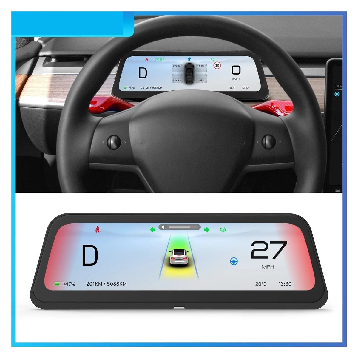 9.6" Head-Up Display with Android Auto for Tesla Model 3 & Model Y