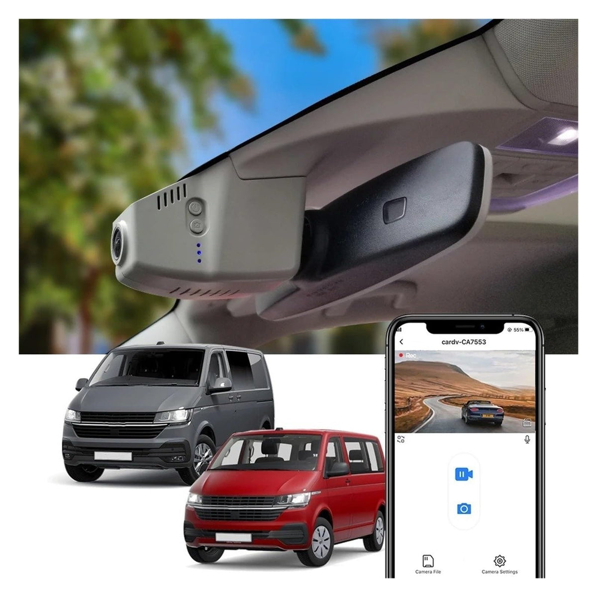 4K Dual Dash Cam & Backup Camera for VW T6/T6.1 2015–2025
