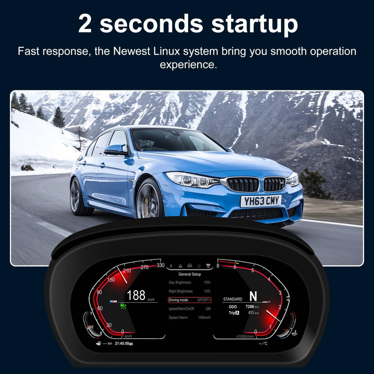 10.25" Digital Head-Up Display for BMW E90/E91/E92/E93 2005–2012