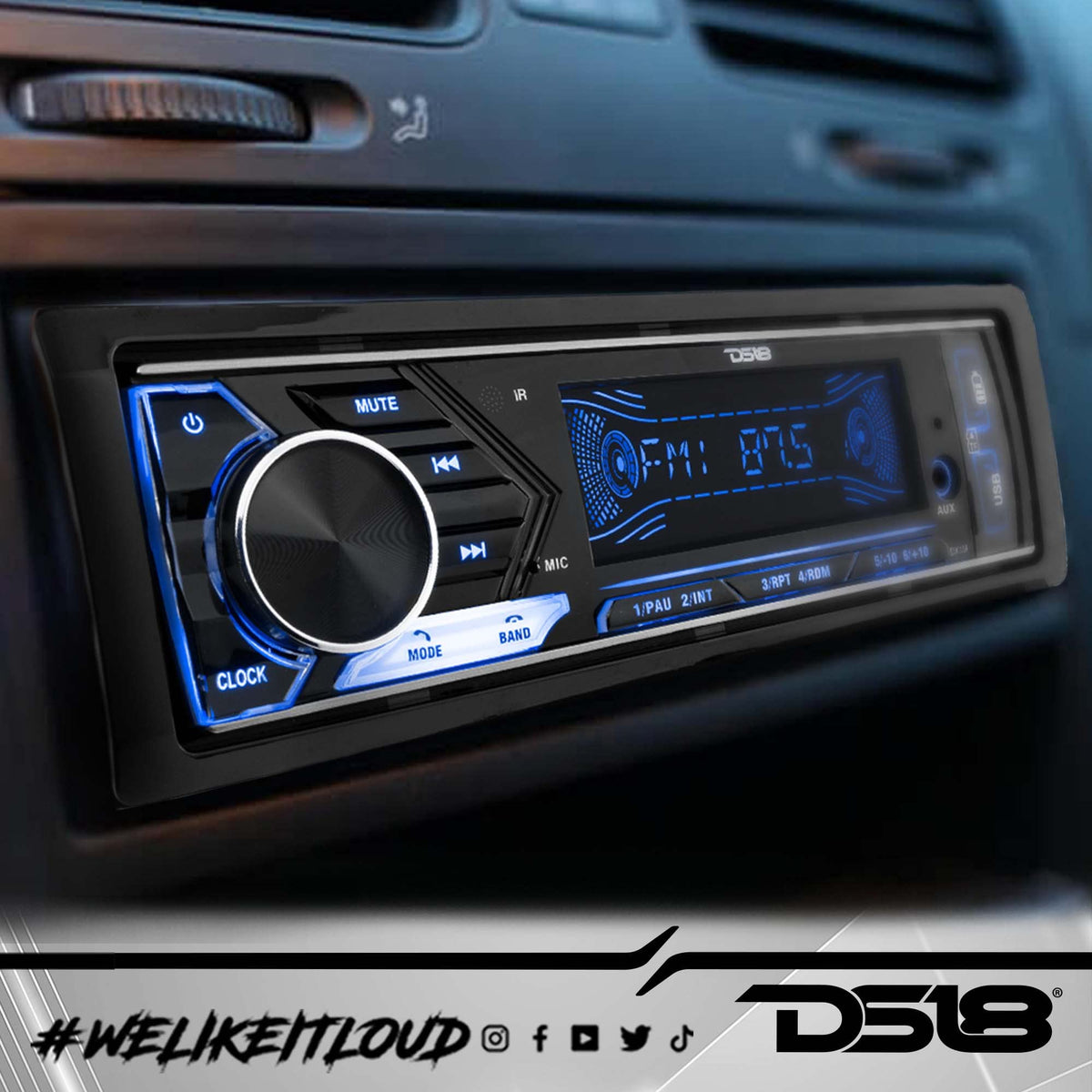 Single DIN Bluetooth Digital Media Receiver with Dual USB & Quick Charge