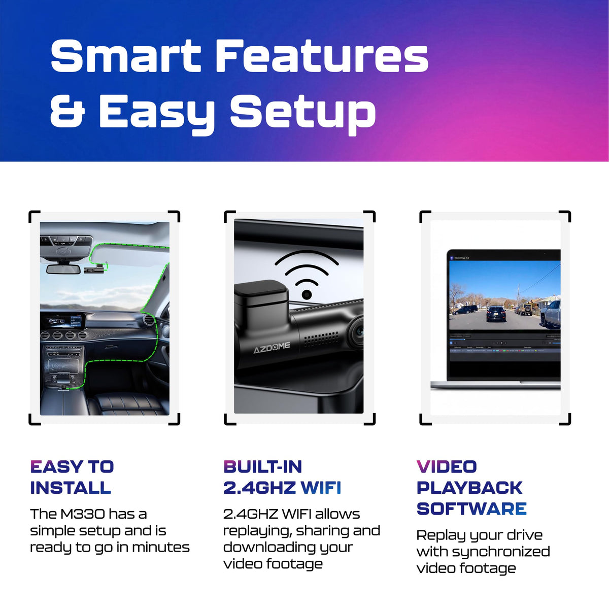 1296P WiFi Dash Cam with Voice Control & Parking Mode