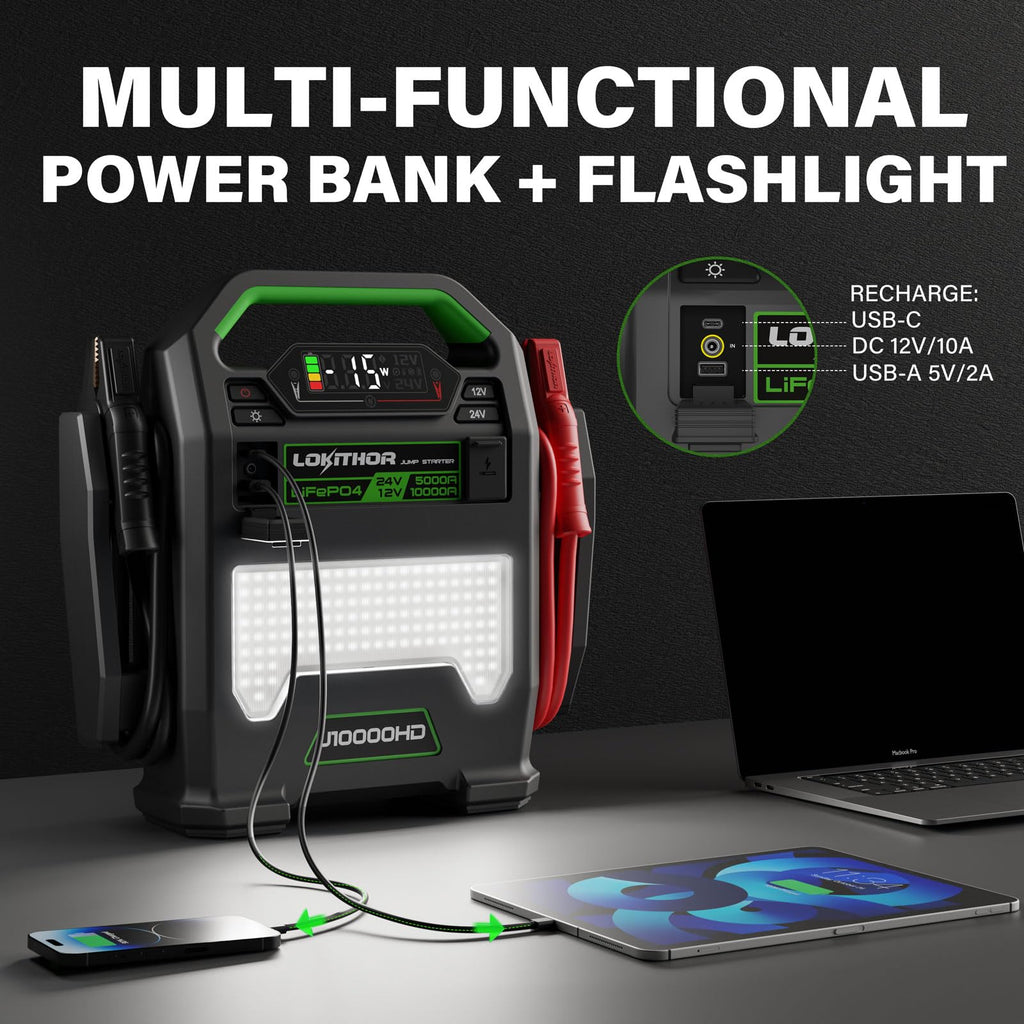 LOKITHOR J10000HD 12V & 24V Lithium Iron Phosphate(LiFePO4) Jump Starter