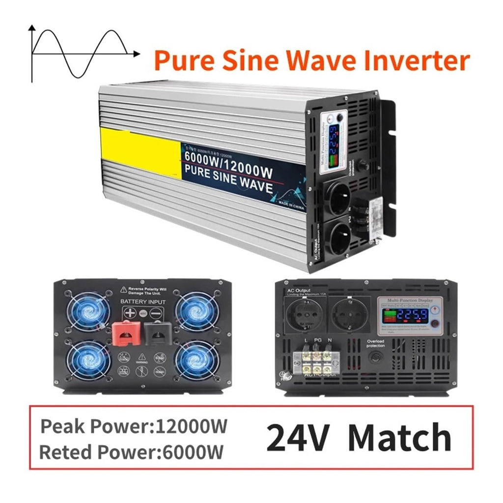 Pure Sine Wave Power Inverter 12V/24V/48V DC to AC 220V
