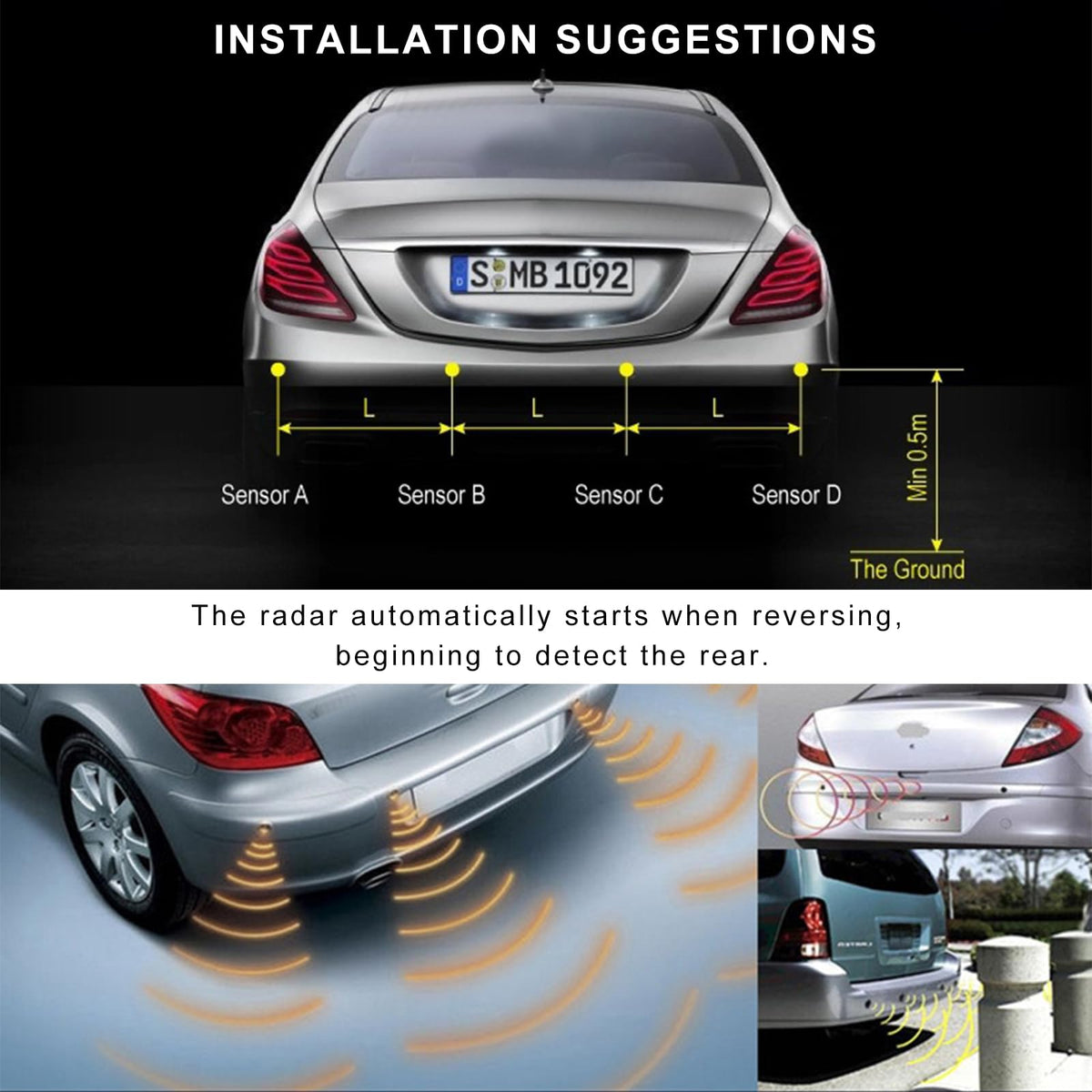 4-Sensor Reverse Parking Radar with LED Display & Buzzer