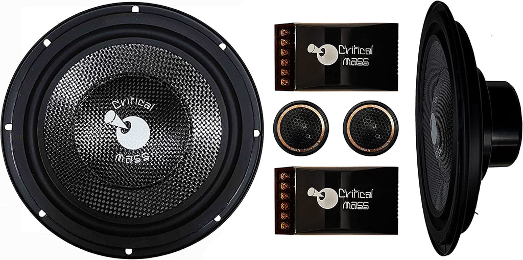8" 2-Ohm Carbon Fiber Component Speaker Set with Crossovers & Silk Dome Tweeters