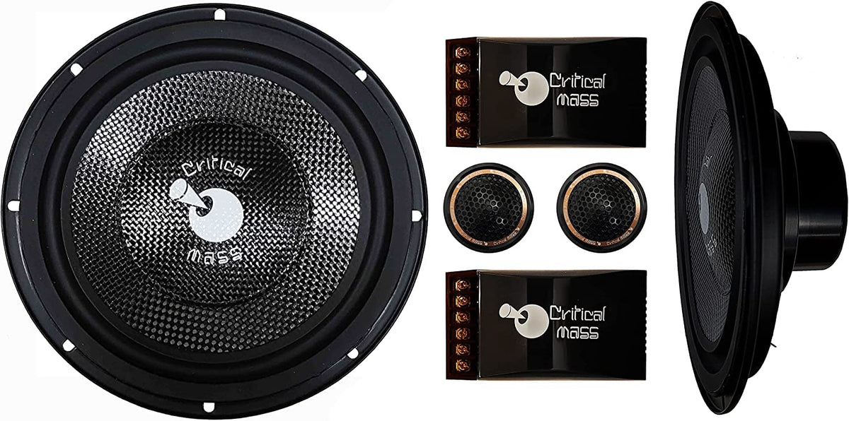 8" 2-Ohm Carbon Fiber Component Speaker Set with Crossovers & Silk Dome Tweeters