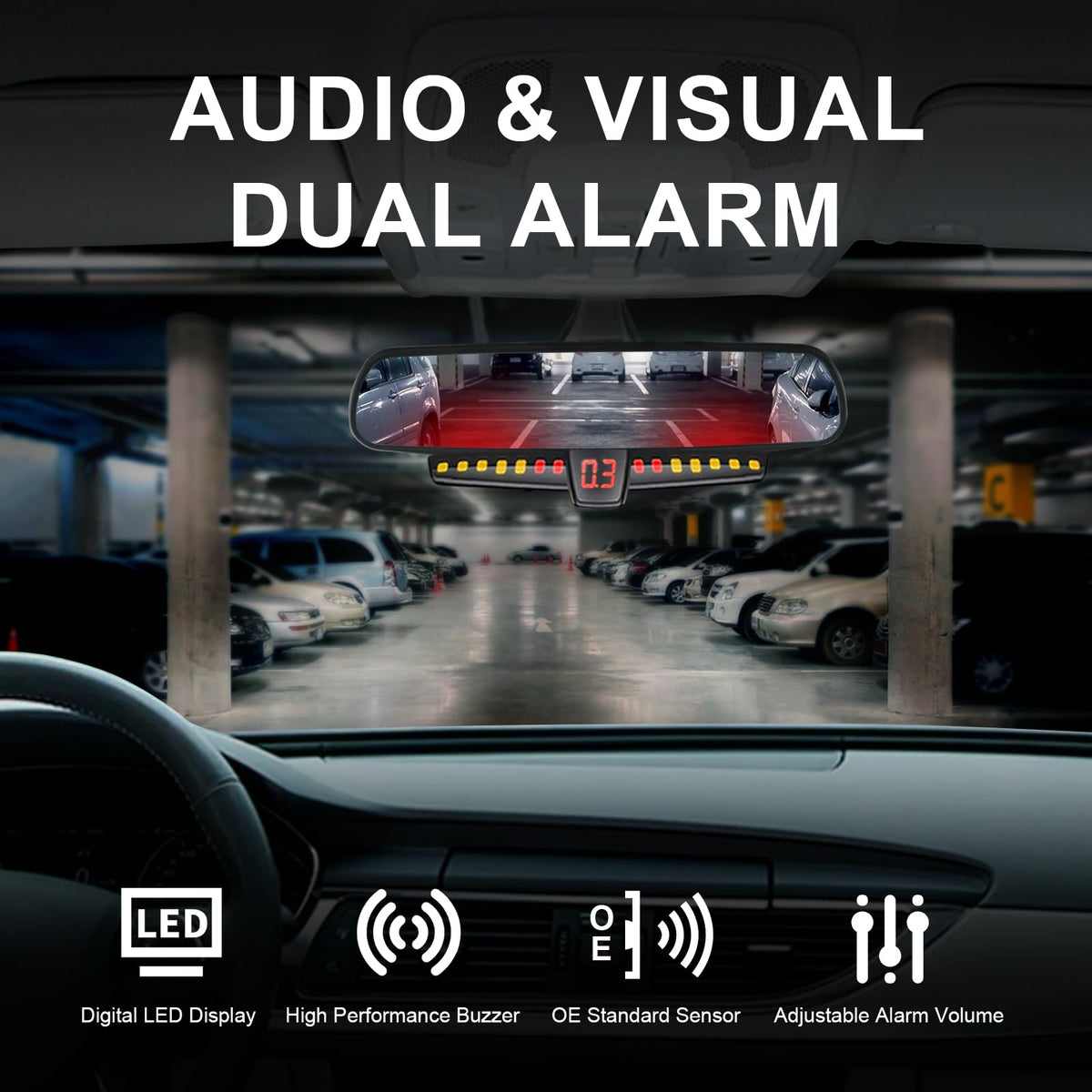 Car Rear Parking Sensor Kit with 4 Sensors & Buzzer