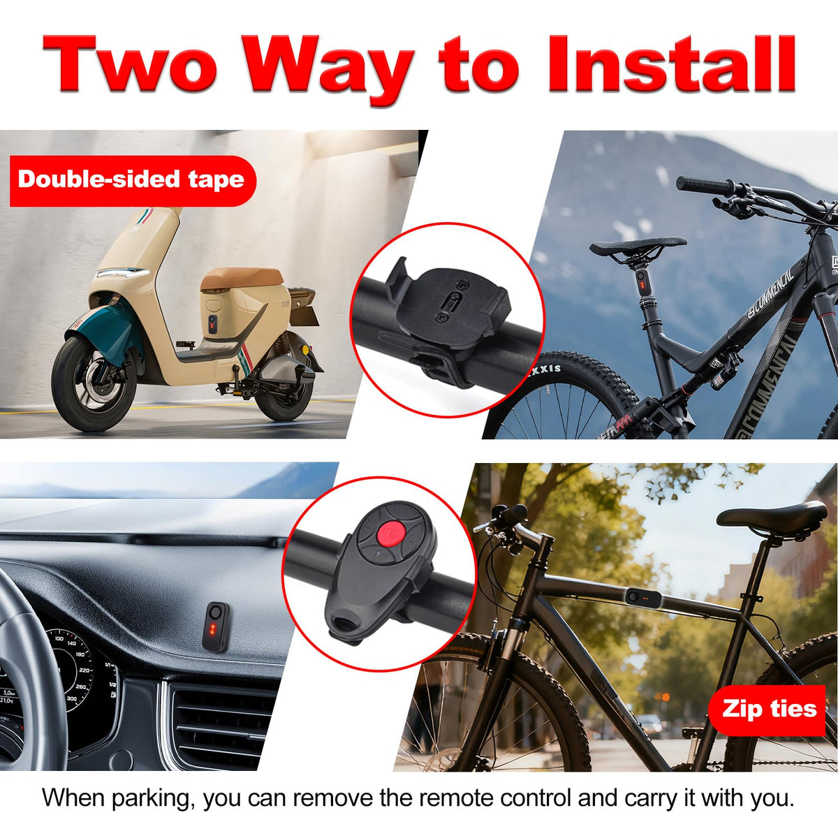 KCMYTONER 113dB Bike Alarm with Remote