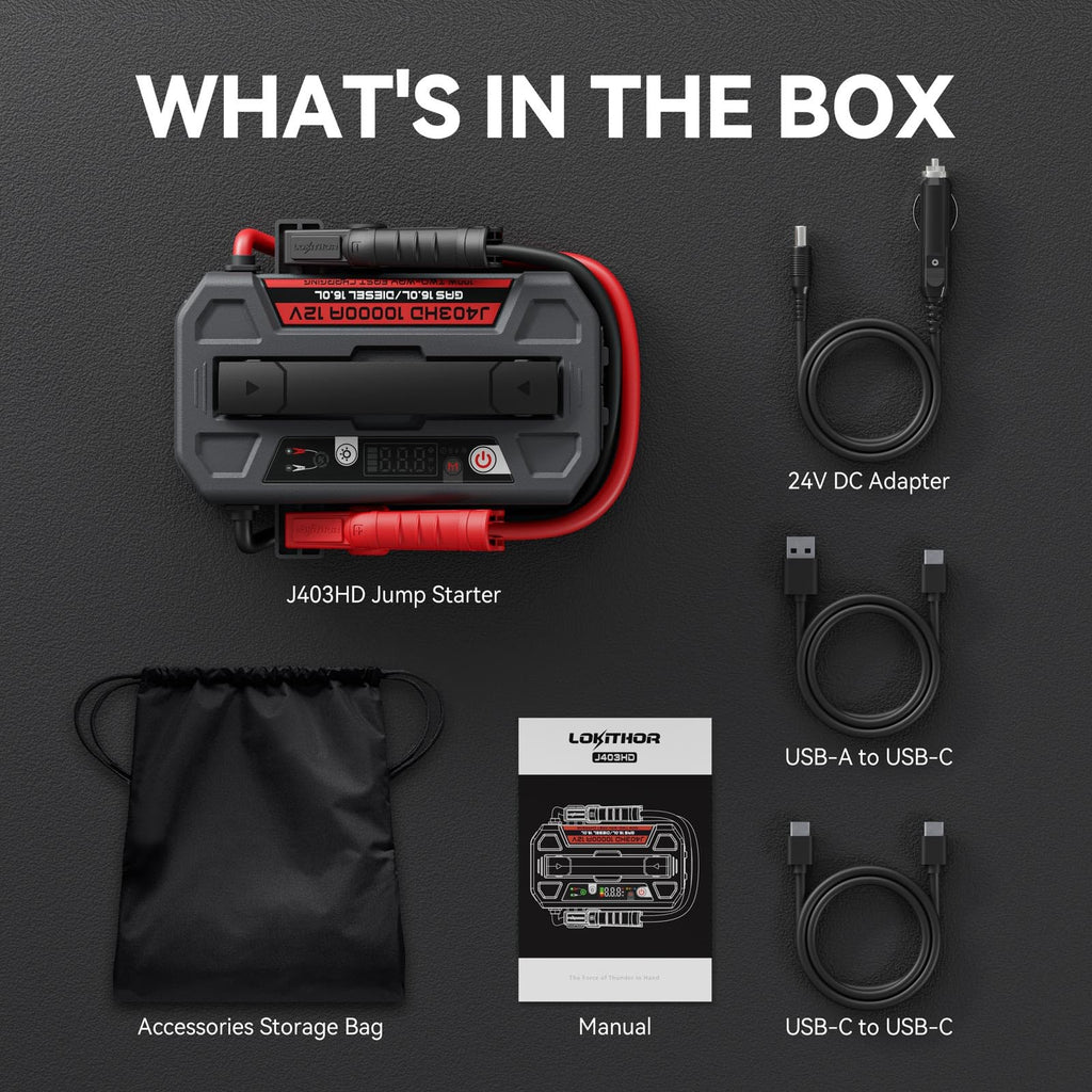 LOKITHOR J403HD 10000A 12V Jump Starter for Car 16L Gas and All Diesel