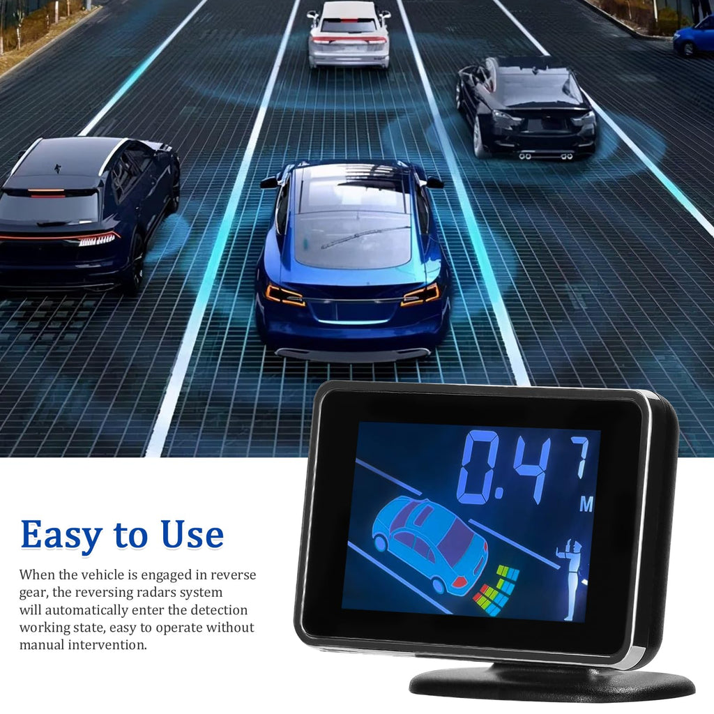 8-Sensor Front & Rear Parking Radar with LCD Display & Buzzer
